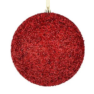 Vickerman 531297-4 Red Beaded Ball Christmas Tree Ornament (6 pack) (N185603D)