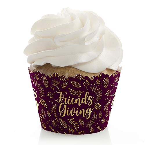 Elegant Thankful for Friends - Friendsgiving Thanksgiving Party Decorations - Party Cupcake Wrappers - Set of 12