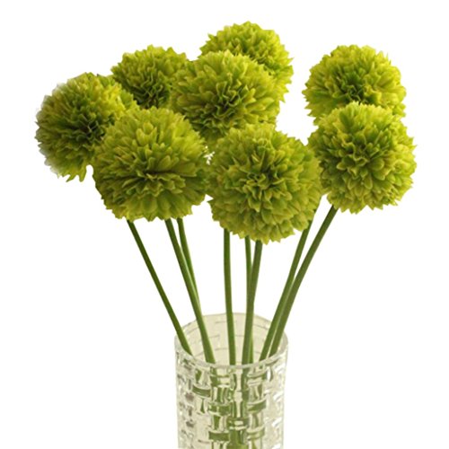 Outtop 5 Pcs 19.7 Inch hydrangea Ball Artificial Flowers Bouquets Real Touch Fake Flower for Home and Wedding Decoration (Green)