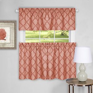 Achim Home Furnishings Colby Window Curtain Tier Pair and Valance Set, 58 x 24, Orange FBAB075RXR729