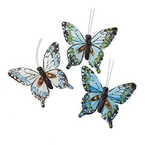 Factory Direct Craft Blue Feathered Artificial Butterflies