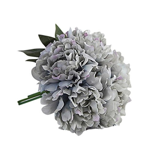 Flower, Mchoice Artificial Silk Fake Flowers Peony Floral Wedding Bouquet Bridal Hydrangea Decor (Dark Grey)