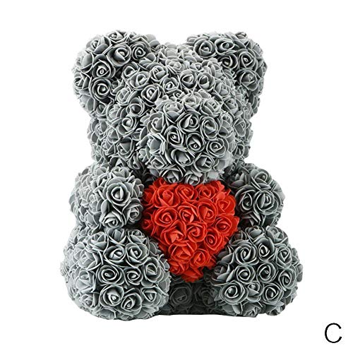 RoseSummerTeddy Bear Rose Bear Artificial Rose Anniversary Christmas Valentines Gift 38cm (C)