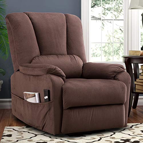 CANMOV Power Lift Recliner Chair for Elderly- Heavy Duty and Safety Motion Reclining Mechanism-Antiskid Fabric Sofa Living Room Chair with Overstuffed Design, Chocolate
