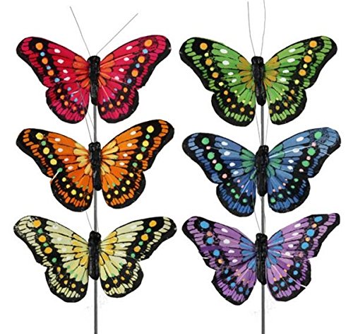 butterfly artificial made of feather (bright color mix)