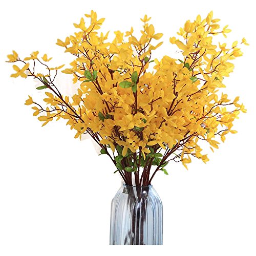 Canlan 10 Pieces Long of Forsythia Artificial Flowers Fake Flower for Wedding Home Office Party Hotel Restaurant Patio or Yard Decoration