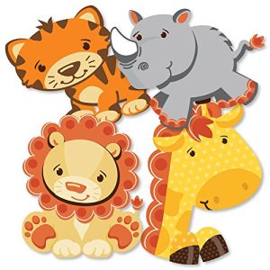 Funfari - Fun Safari Jungle - Giraffe, Lion, Tiger and Rhino Decorations DIY Baby Shower or Birthday Party Essentials - Set of 20