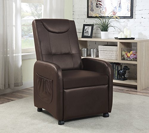 HODEDAH IMPORT HIR610 Brown Import Single Recliner Chair,