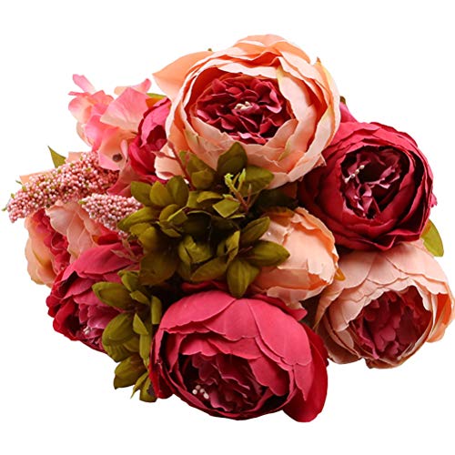 Sunlightam Artificial Peony Silk Flowers Bouquet Glorious Moral for Home Office Parties and Wedding (Old Style(8))
