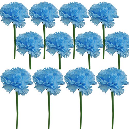 Lily Garden 12 Stems Artificial Carnation Flower Silk Bouquet (Blue)