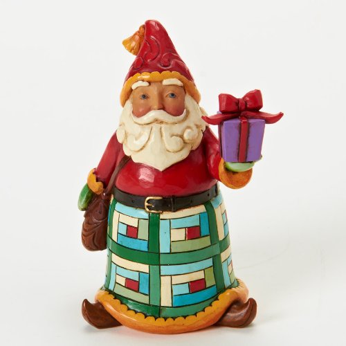 Enesco Jim Shore Heartwood Creek Mini Santa Holding Present Figurine, 3-3/4-Inch