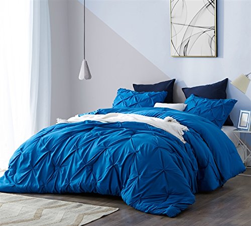 Byourbed Pacific Blue Pin Tuck Queen Comforter - Oversized Queen XL Bedding