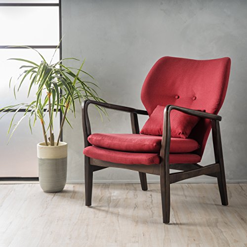 GDF Studio 299578 Ventura Red Fabric Dark Espresso Frame Club Chair,