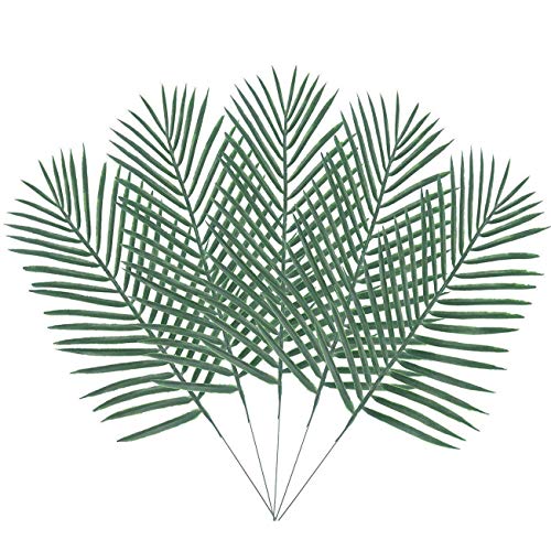 BAKAA Artificial Palm Leaf Tree Faux Plastics Leaves Green Plants Greenery for Flowers Arrangement Wedding Decoration Faux Palm Leaves 10PCS