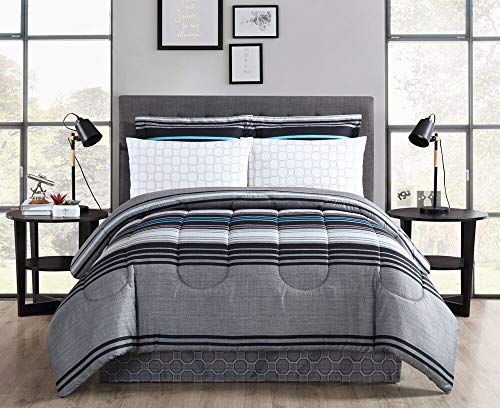Ellison First Asia 18111702BB-MUL Reston Printed Bed in a Bag Comforter Set44; Grey - Full Size44; 8 Piece