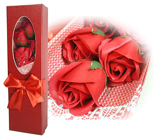 BANBERRY DESIGNS Mom Roses - Red Rose Bouquet in a Gift Box - 5 Scented Roses Boxed with a Bow - Mother's Day Flowers