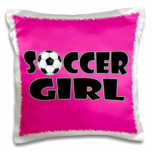 3dRose pc_181850_1 Soccer Girl Black and Aqua Blue-Pillow Case, 16 by 16