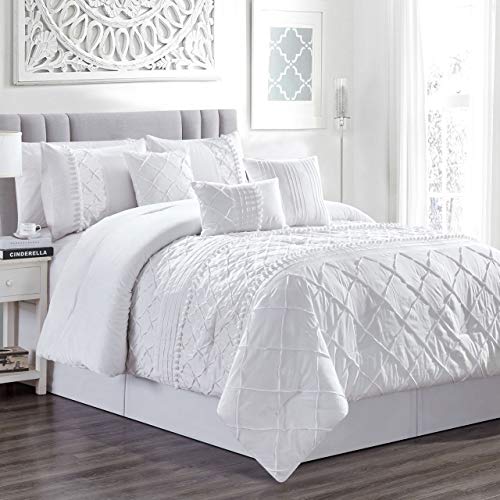 KingLinen 11 Piece Harmony White Bed in a Bag Set Queen