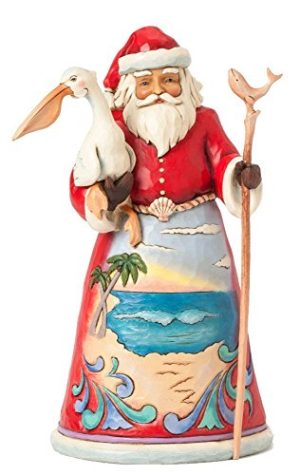 Jim Shore for Enesco Heartwood Creek Beach Santa with Pelican Figurine, 9.75-Inch