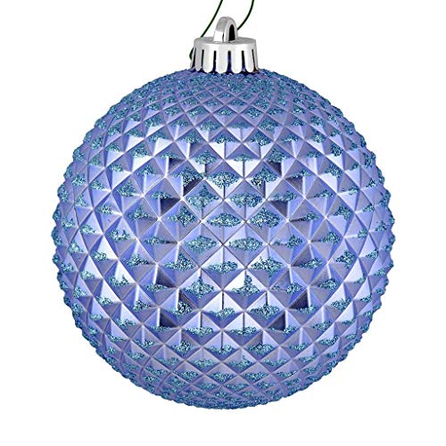 Vickerman 530368-4 Periwinkle Durian Glitter Ball Christmas Tree Ornament (6 pack) (N188529D)