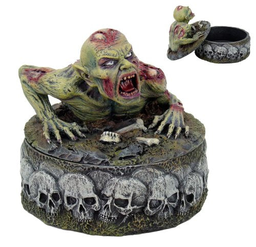 Zombie with Skull and Bones Trinket Jewelry Box Statue Figurine