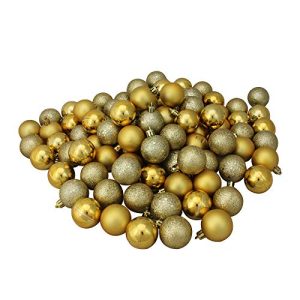 96ct Vegas Gold Shatterproof 4-Finish Christmas Ball Ornaments 1.5 (40mm)
