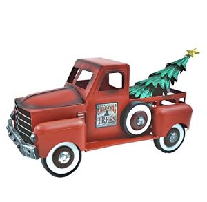 Zaer Ltd. Metal Holiday Truck with a removable Christmas Tree (Red)