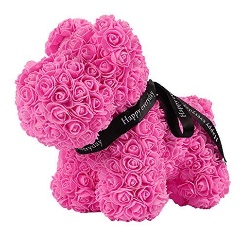 Goodjobb Rose Dog Forever Artificial Rose Gift for Anniversary Valentines Wedding,Pink