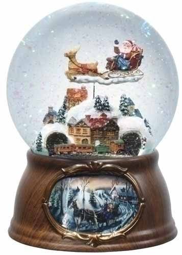 6.5 Musical Rotating Santa Claus with Train Christmas Snow Globe Glitterdome