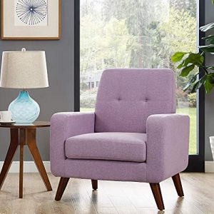 Dazone Modern Upholstered Accent Chair Comfy Armchair Tufted Button Linen Fabric Single Sofa Arm Chair Living Room Furniture Purple 2019 Updated