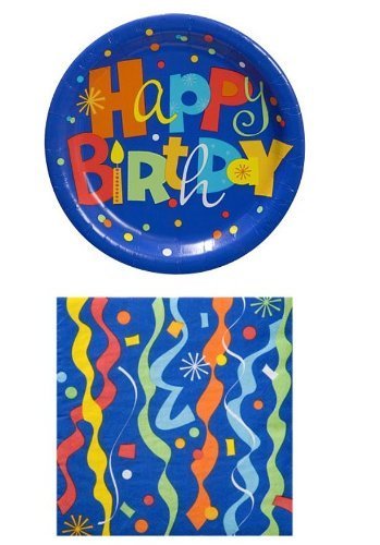 Greenbrier Happy Birthday Party Pack - 18 Plates and 20 Napkins