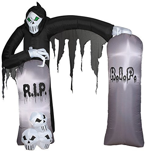 Gemmy Airblown Inflatable Grim Reaper Archway with Tombstones and Skulls - Holiday Decoration, 8.5-Foot Tall x 8-Foot Wide x 3.5-Foot Deep
