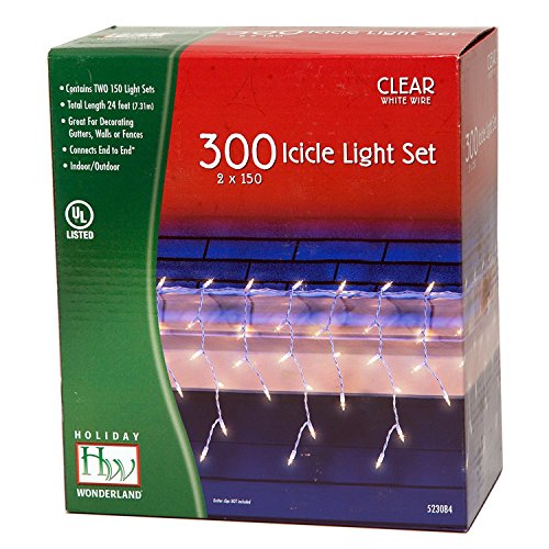 Holiday Wonderland 300-Count Clear Christmas Icicle Light Set