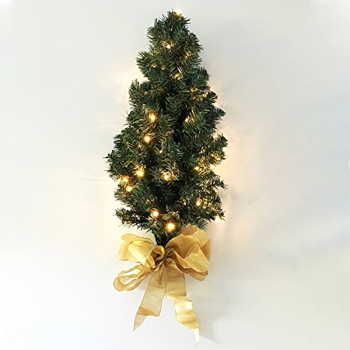 Wall Christmas Tree Decorative Holiday 3FT. Battery Operated 2 in 1 Standing with 50 Lights and Timer