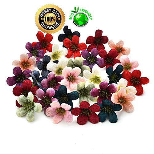Silk flowers in bulk wholesale Fake Flowers Heads Mini Daisy Artificial Flowers Silk Roses Heads Wedding Decoration Party Fake Scrapbooking Floral Wreath Home Accessories 100pcs/lot 4cm (Multicolor)