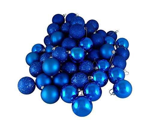 Northlight 24 Count 4-Finish Shatterproof Christmas Ball Ornaments, 2.5 (60mm), Lavish Blue, Piece
