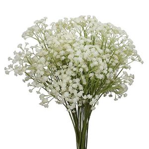 WSERE 2 Bouquet Babys Breath Artificial Flowers Faux Plants Lifelike Fadeless Fake Flower Plant Indoor Outdoor Decor,UV Resistant(White)