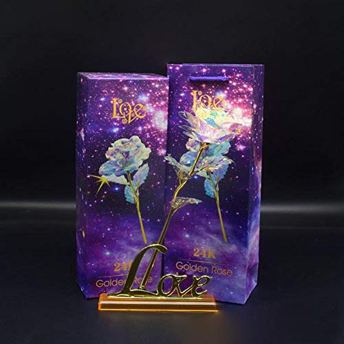 Howardee 1 Pcs Galaxy Rose with Love Base Luminous Rose Valentine Mother's Day
