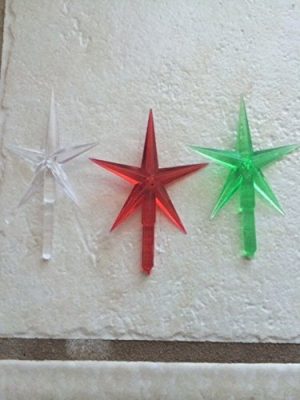 Stars plastic large for the top of the ceramic Christmas tree red, green & clear 3 color pack