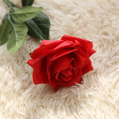 Makaor Artificial Fake Flowers Roses Floral Wedding Bouquet Party Home Decor Party Coffee House Office Multi Colors Available (Red)