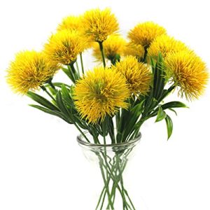 Yalulu 10 Pcs Dandelion Artificial Flowers Plants Bouquet Plastic Flower for Home Decoration/Wedding Decor (Yellow)