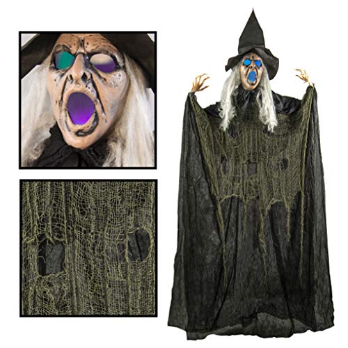 Creepy Looking 6 Feet Witch Halloween Decorations with Glowing Eyes