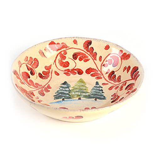 Christmas Dinnerware Set - Soup Bowl Montagne Invernali, Winter Wonderland Italian Holiday Dinnerware Set - Quality Ceramic, Handmade in Italy Art Ceramics