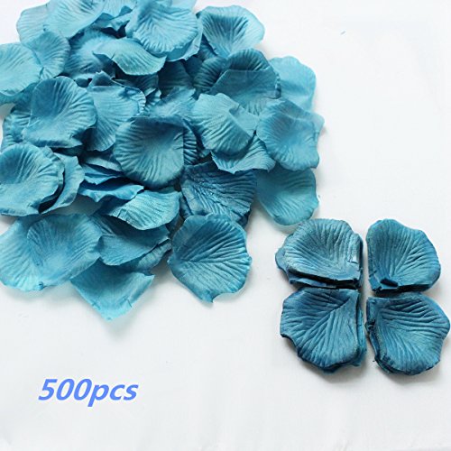 Dealzip Inc 500Pcs Amazing Teal Blue Artificial Silk Rose Flower Petals Wedding Table Confetti Bridal Wedding Party Decorations