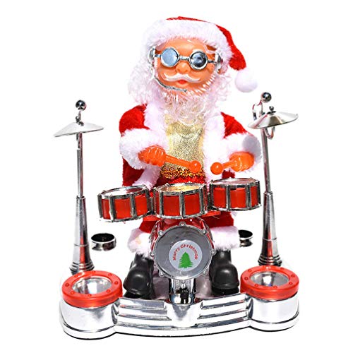 NUOBESTY Standing Musical Dancing Drum Santa Claus Christmas Figurine Figure Decoration
