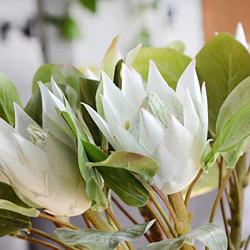 minishop659 1Pc King Protea Artificial Flower Fake Plant Wedding Party Bouquet Decor Beige