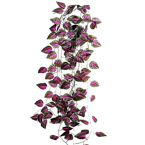 dezirZJjx Artificial Plants, 1Pc Artificial Vine Garland Garden DIY Stage Party Home Wedding Decor (About 30Pcs Leaves) Purple