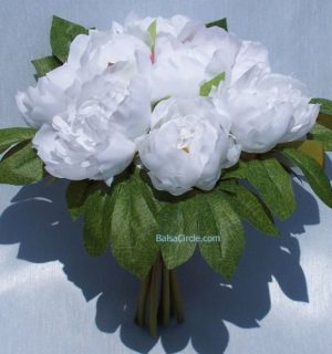 White Silk Peonies Bouquet - Wedding Party Flowers Arrangements Gift