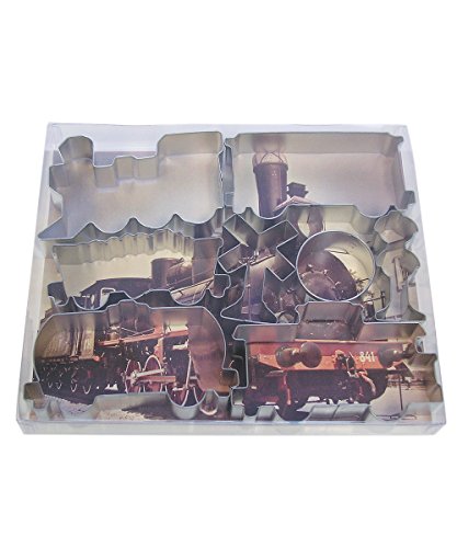 R&M International 1841 Train Cookie Cutters, Engine, Caboose, 3 Rail Cars and 3 Signs, 8-Piece Set