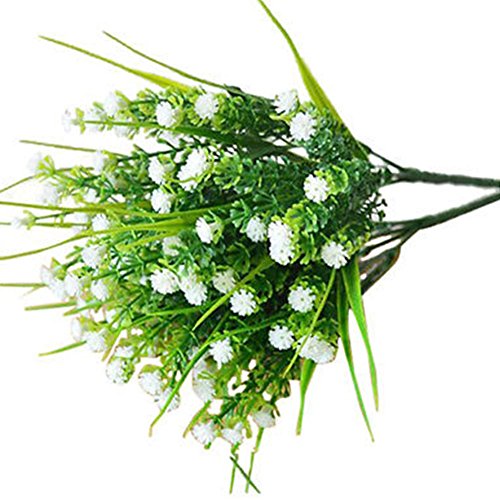 bjlongyi 1Pc Babysbreath Artificial Flowers Waterproof Faux Plant Shop Home Bonsai Decor - White